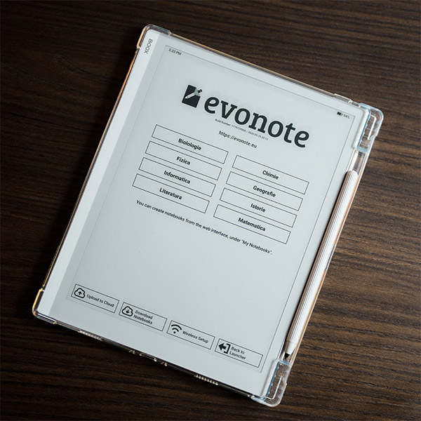 Evonote digital notebook for school - dashboard structure